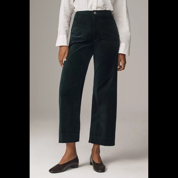 Anthropologie The Colette Cropped Wide-Leg Pants by Maeve: Velvet Edition
